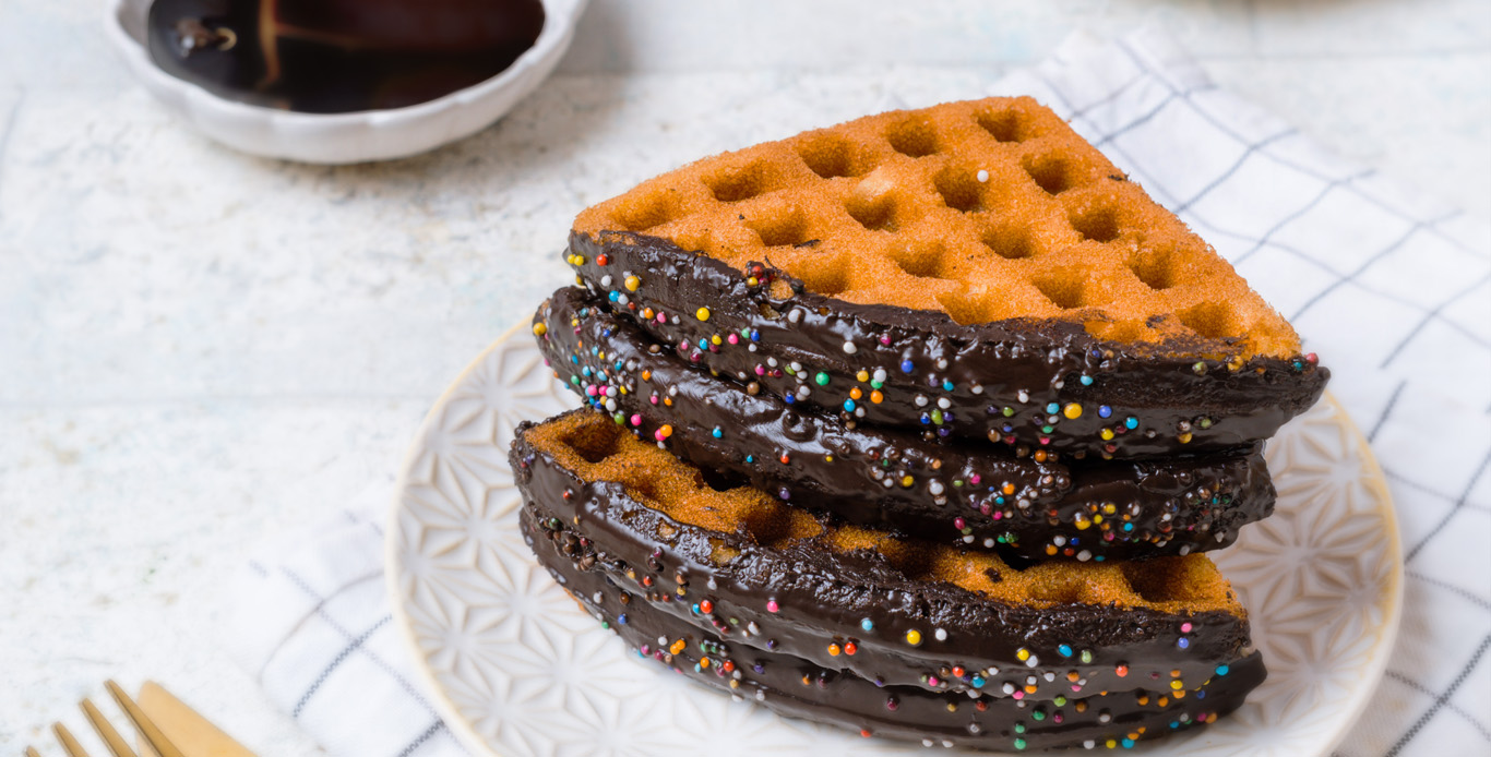 Waffles with Chocolate SyrupÂ 