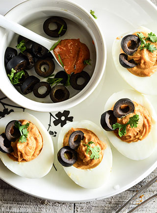 Deviled Eggs with Tandoori Mayo & OlivesÂ 