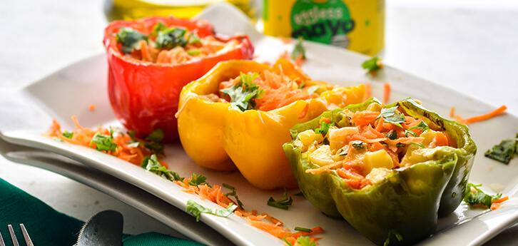 Del Monte STUFFED BELL PEPPERS WITH EGGLESS MAYO & VEGGIES Recipe