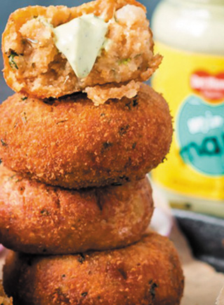 Stuffed Potato Cutlets with mint mayonnaise