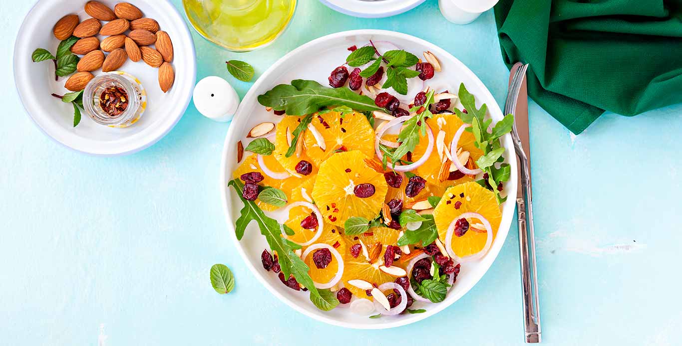 Orange Cranberry Salad With Rockets & AlmondsÂ 